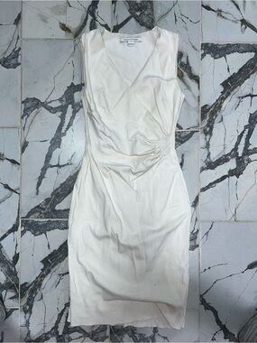 Diane Von Furstenberg Cream Sleeveless Wrap-Style Midi Dress